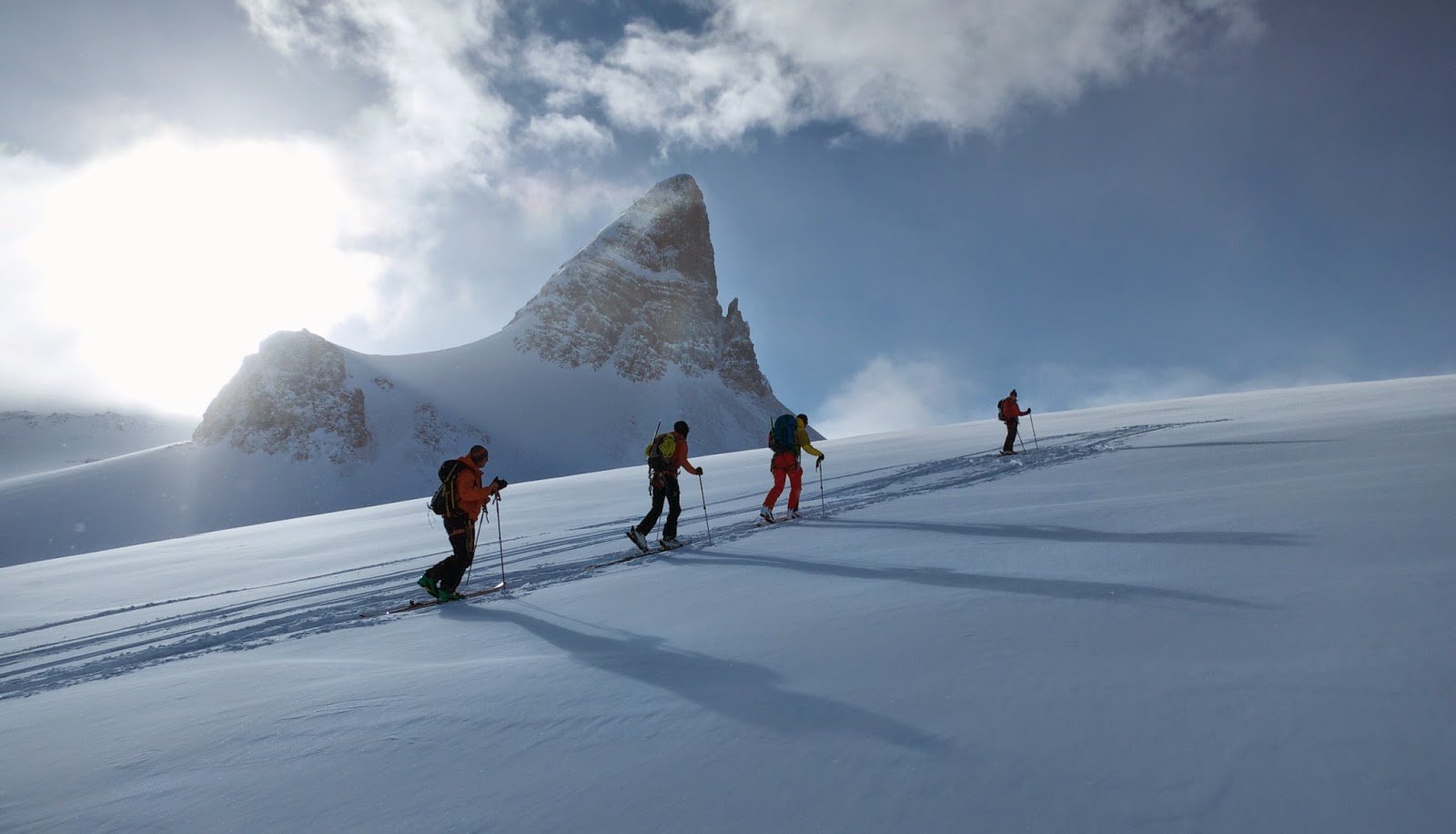 Skiers on Way to Hut